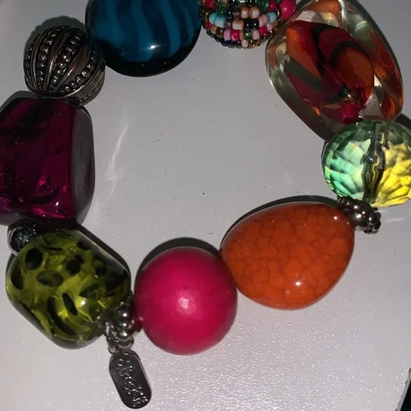 Vintage rare Glass,Chunky signed statement bracelet - Picture 5 of 5